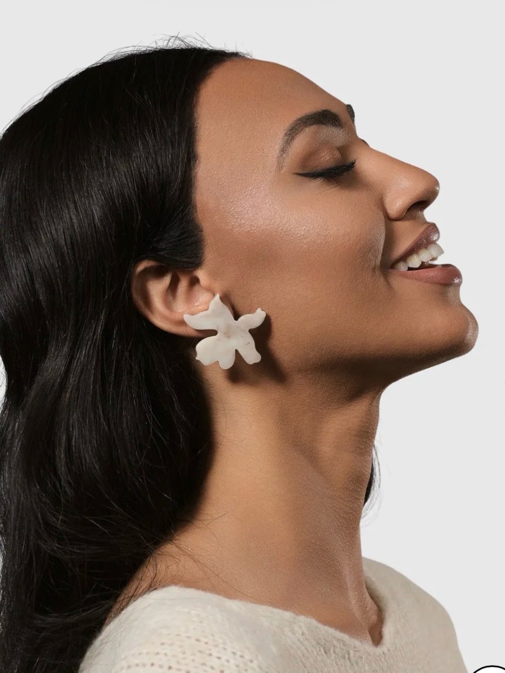 Alembika Lotus Clip Earrings Oat Sculptural Resin Wearable Art NWT